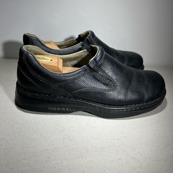 Merrell Mens World Passport Slip-On Shoes Loafers Black Leather Comfort 11.5 - Picture 2 of 9